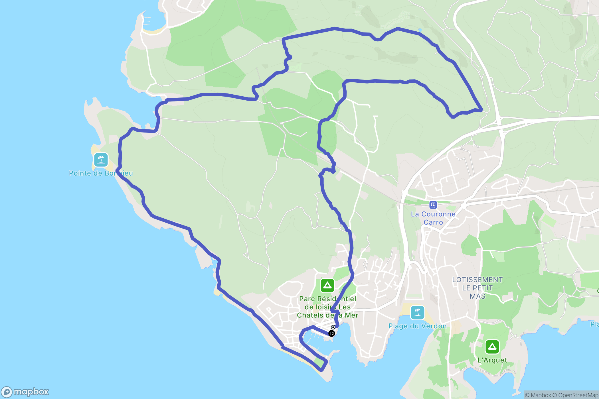 Martigues : carte du parcours de randonnée - France