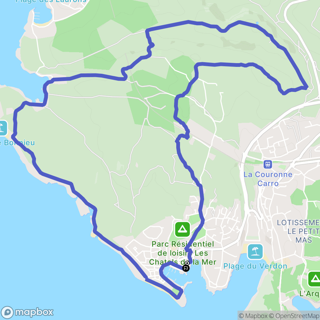 Martigues : carte du parcours de randonnée - France
