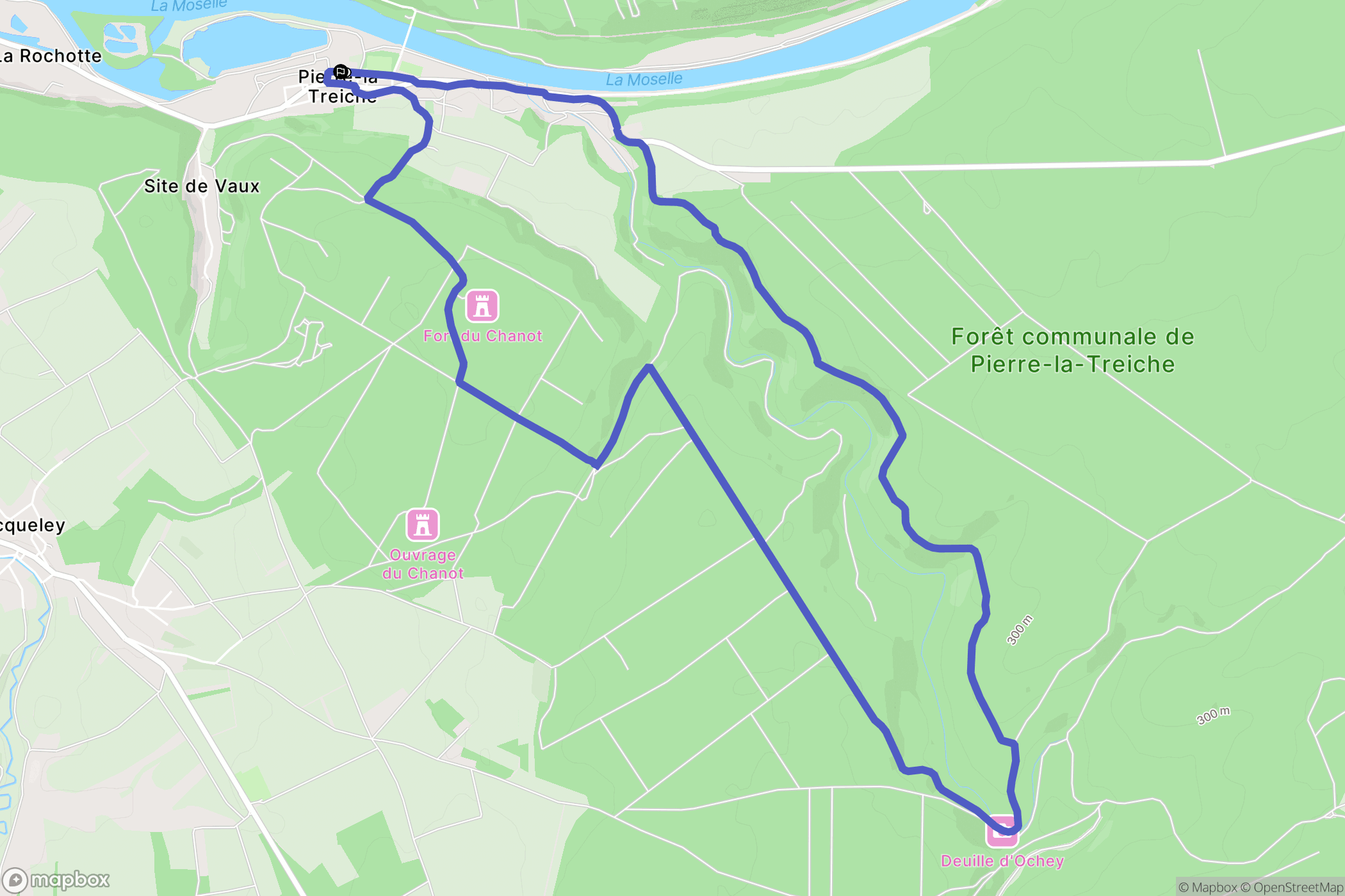 Pierre-la-Treiche : carte du parcours de randonnée - France