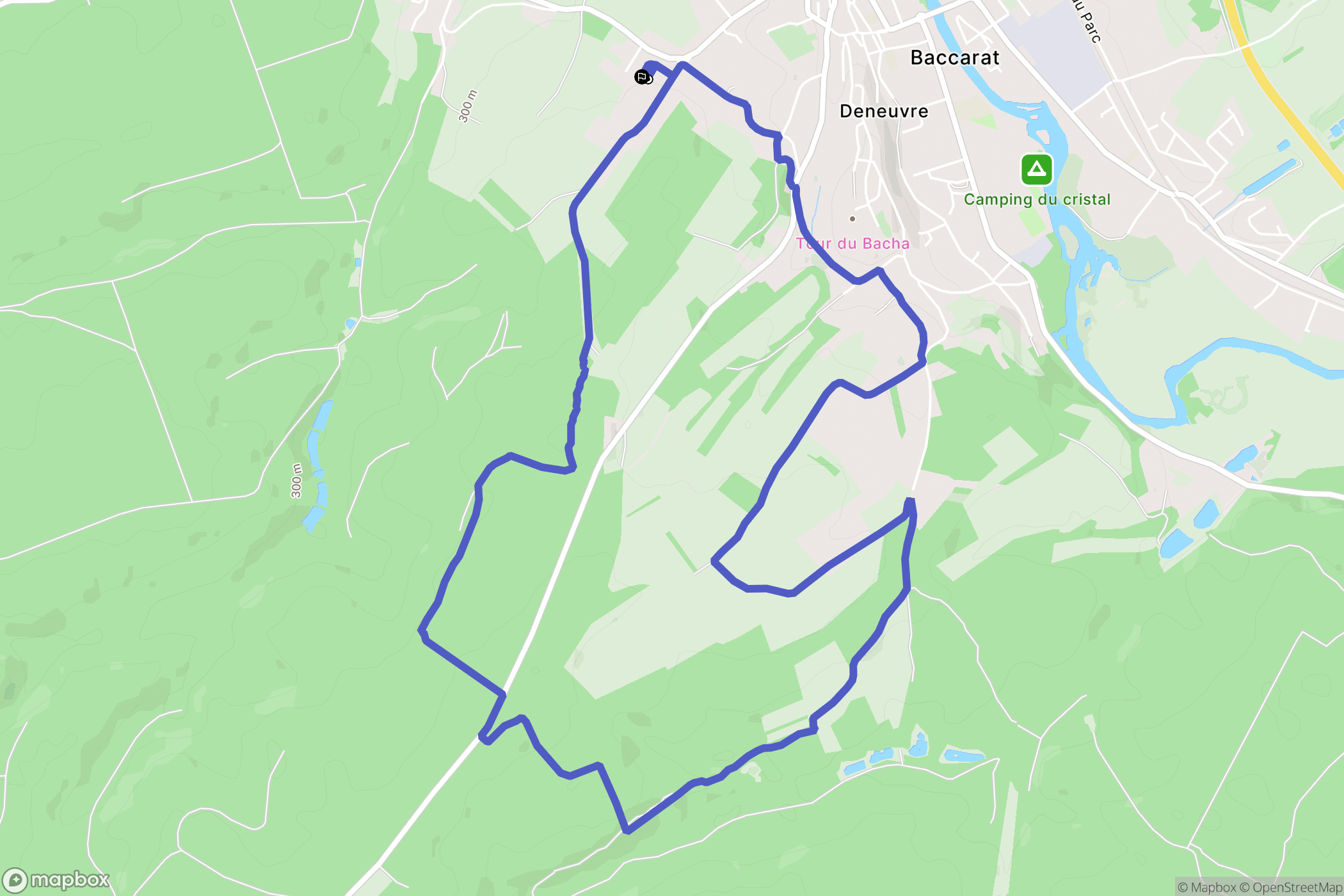 Baccarat : carte du parcours de randonnée - France