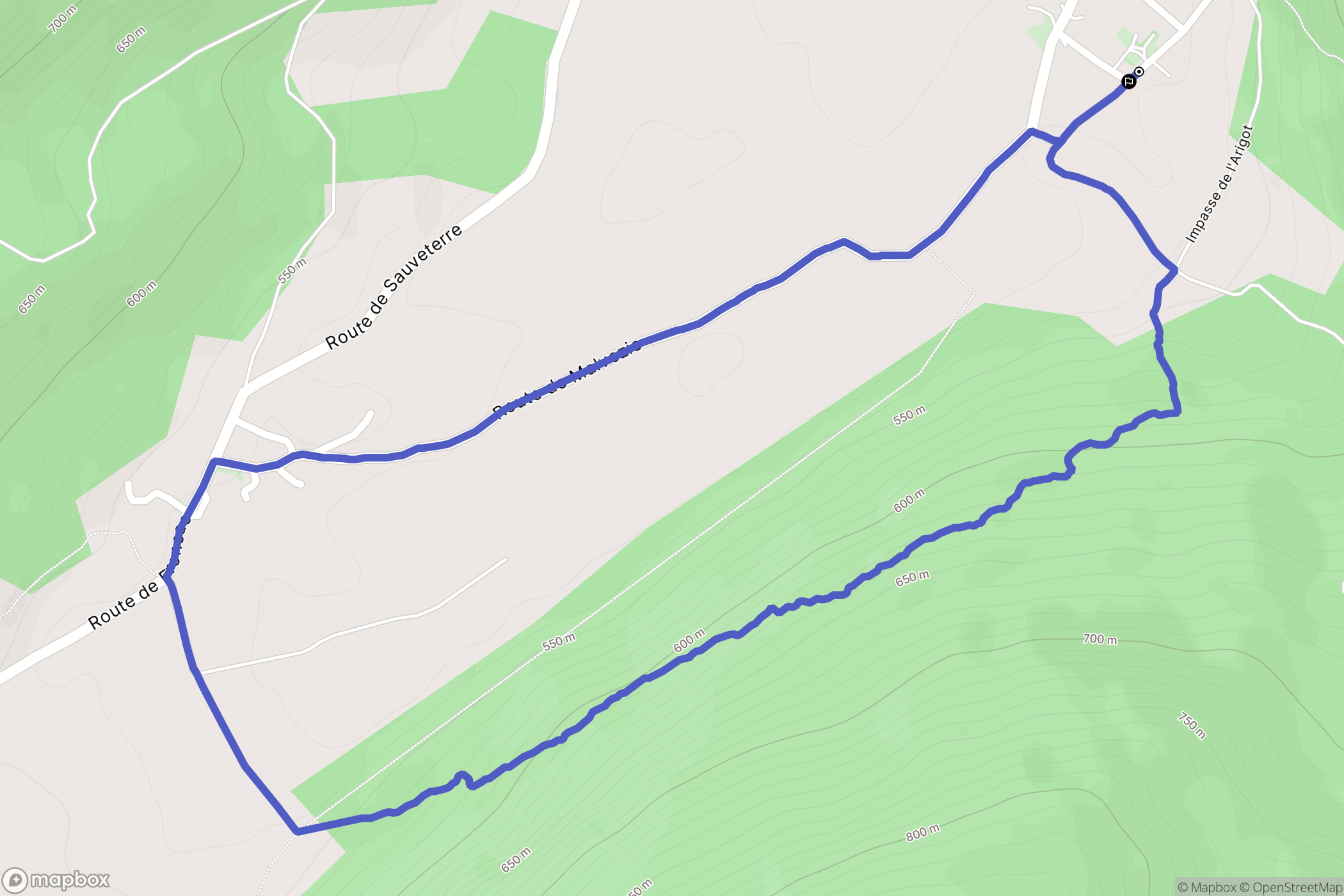 Malvezie : carte du parcours de randonnée - France
