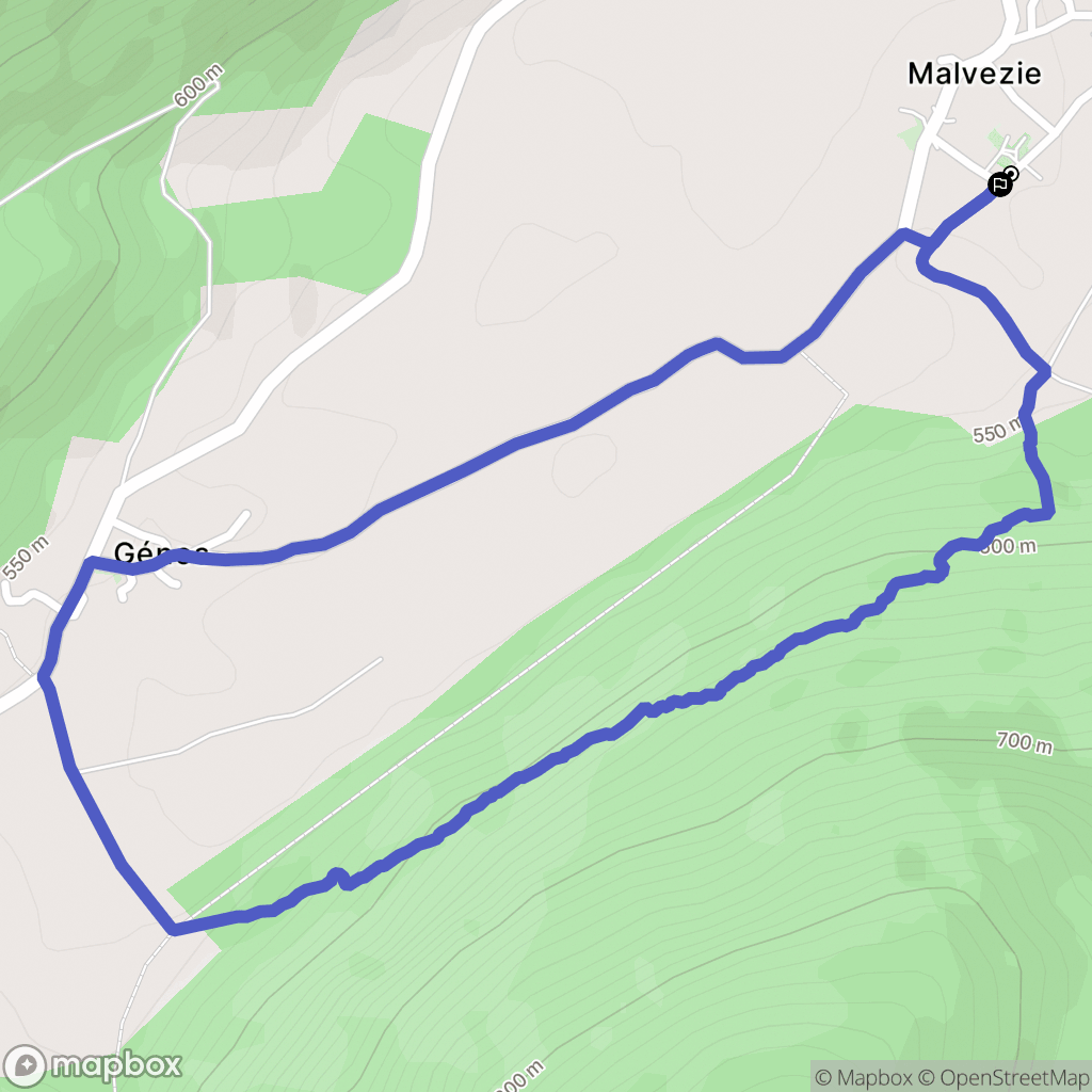 Malvezie : carte du parcours de randonnée - France