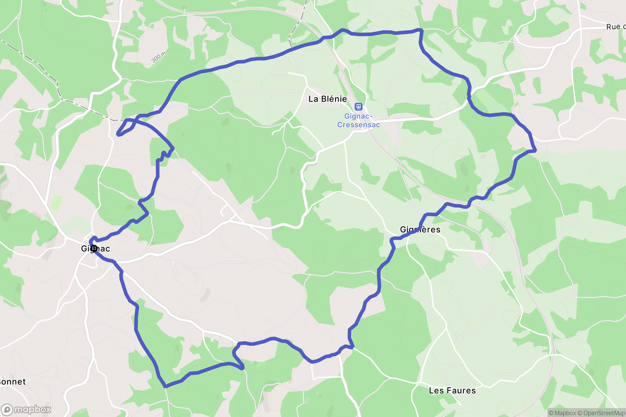 Gignac : carte du parcours de randonnée - France