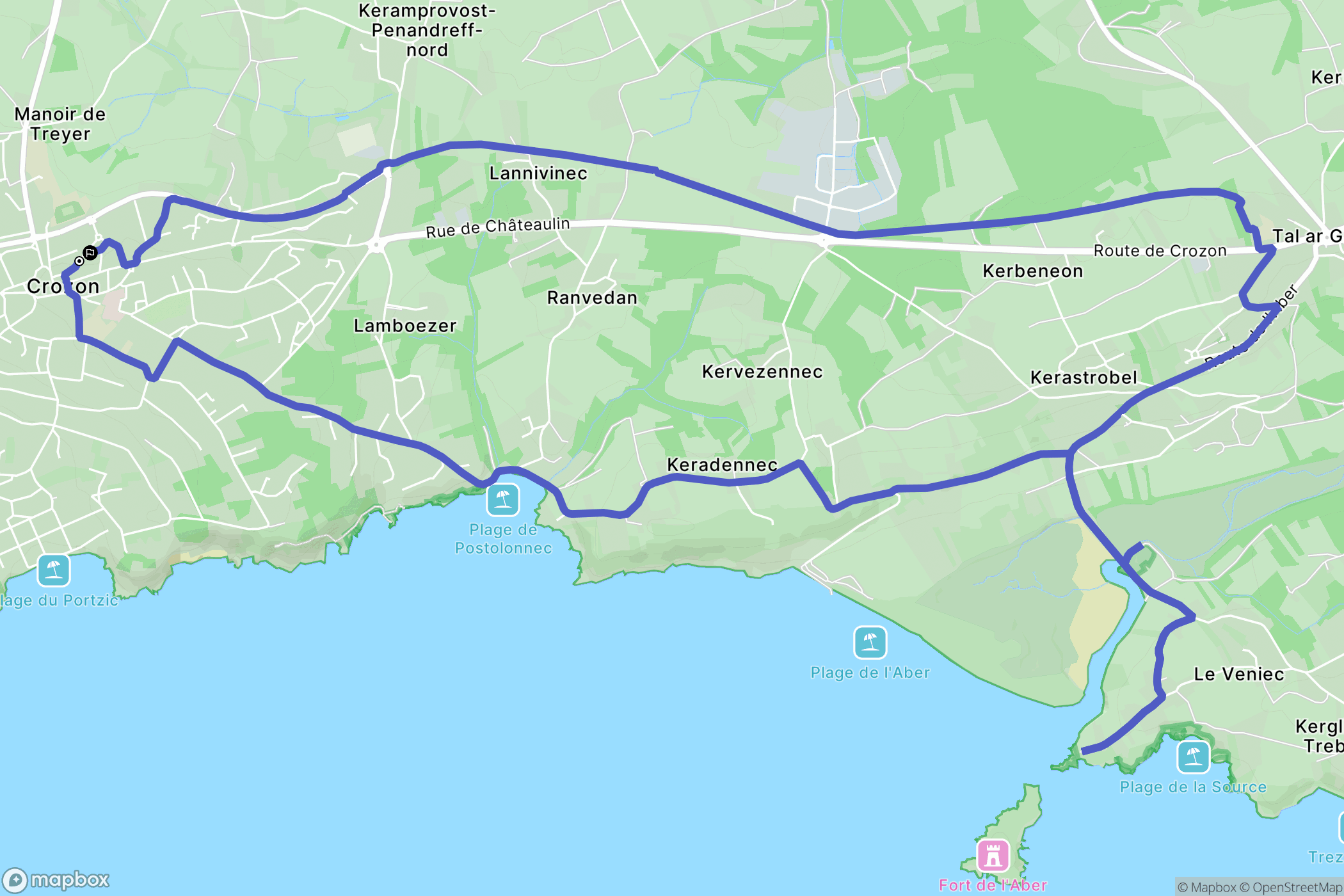 Crozon : carte du parcours de randonnée - France