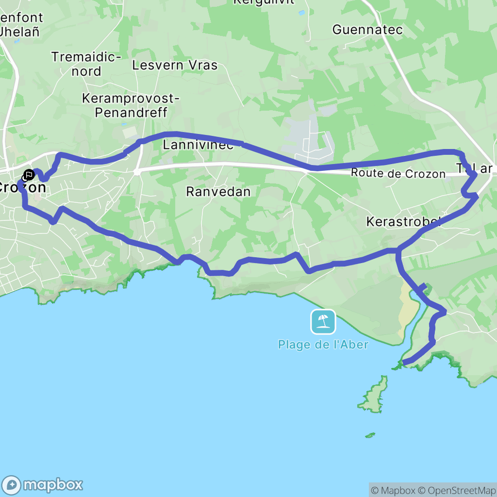 Crozon : carte du parcours de randonnée - France