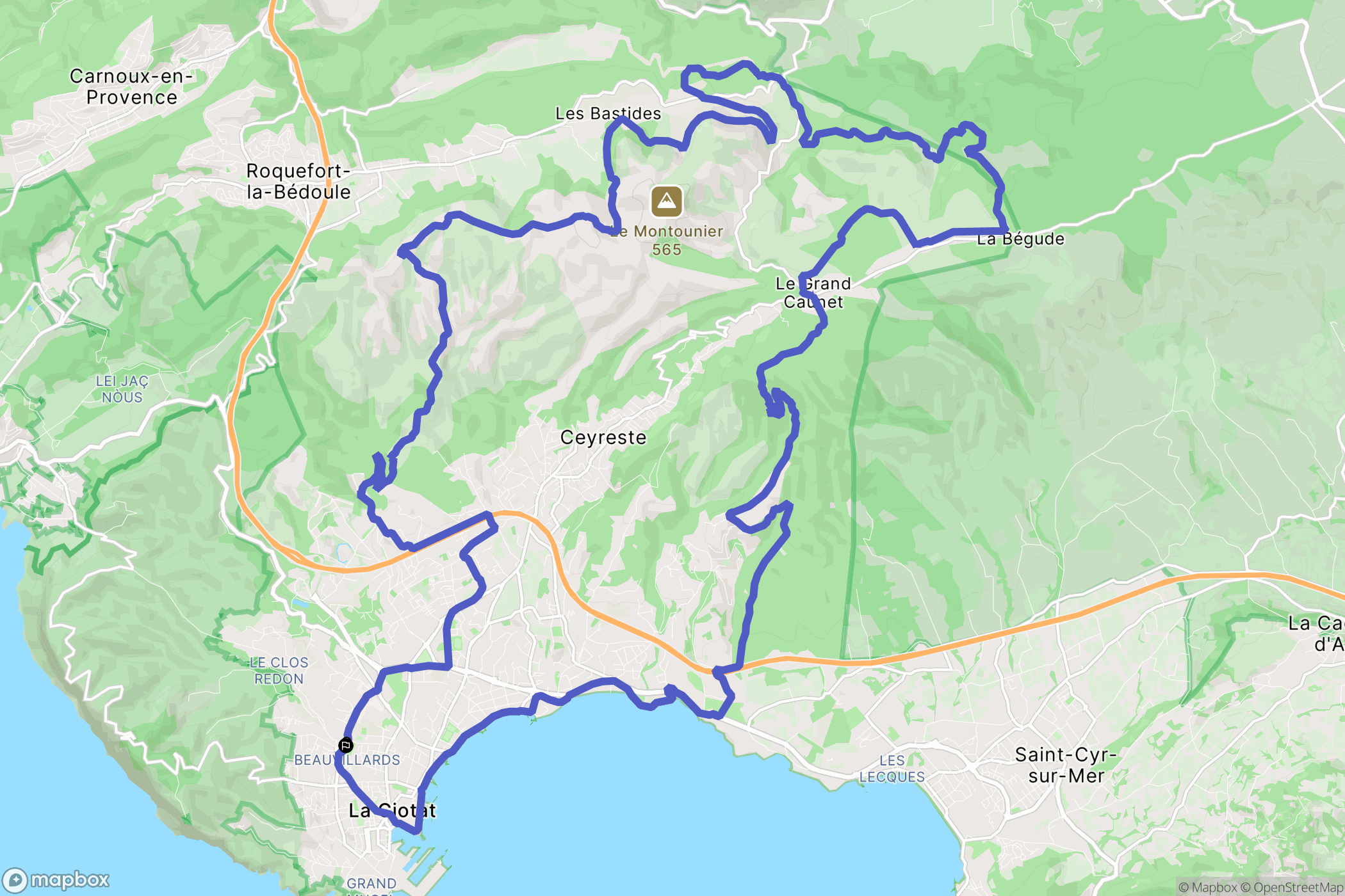 La Ciotat : carte du parcours de randonnée - France