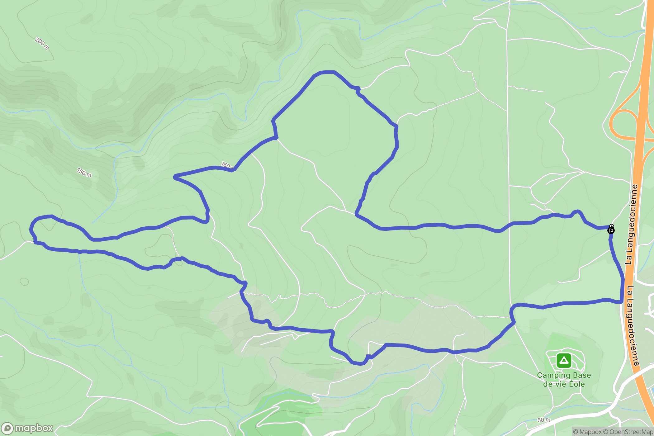 Caves : carte du parcours de randonnée - France
