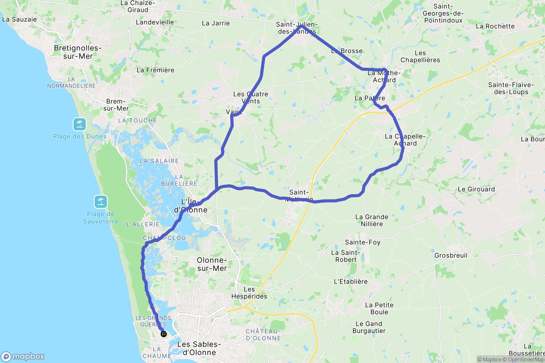 Les Sables-d'Olonne : carte du parcours de randonnée - France