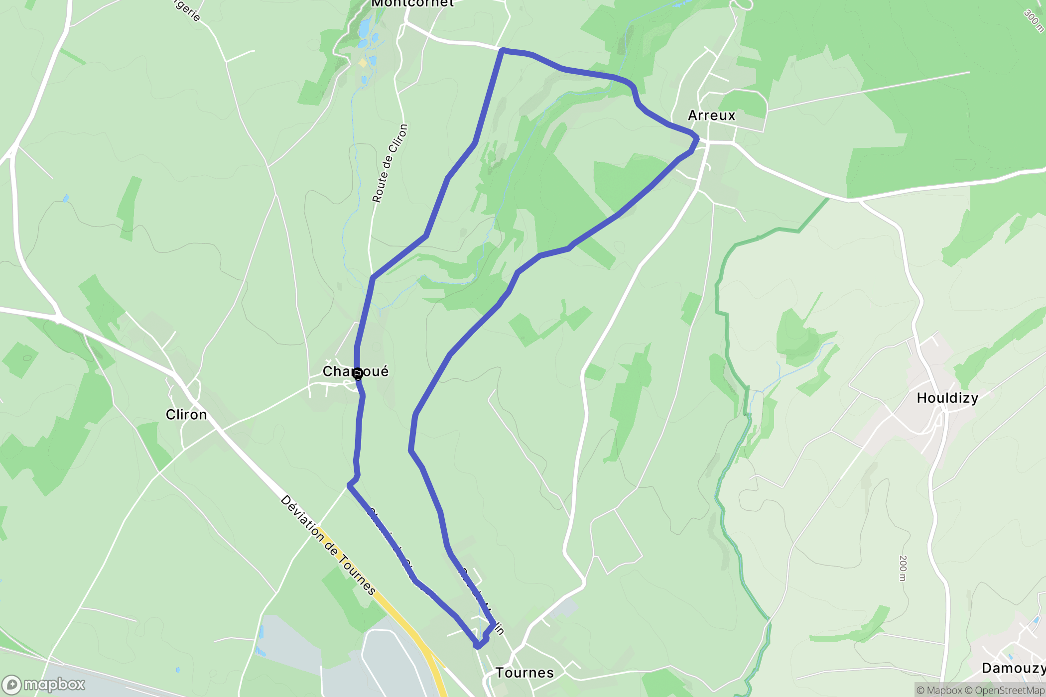 Cliron : carte du parcours de randonnée - France