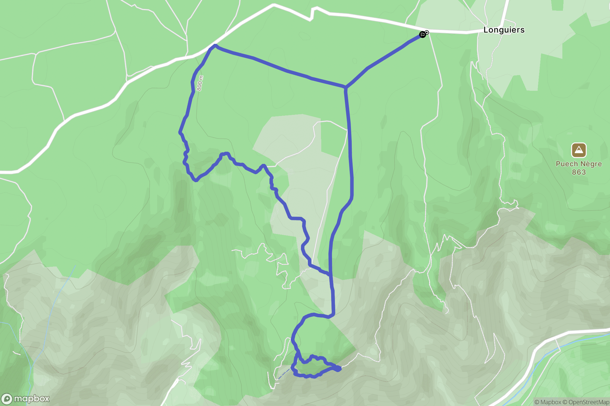 Millau : carte du parcours de randonnée - France
