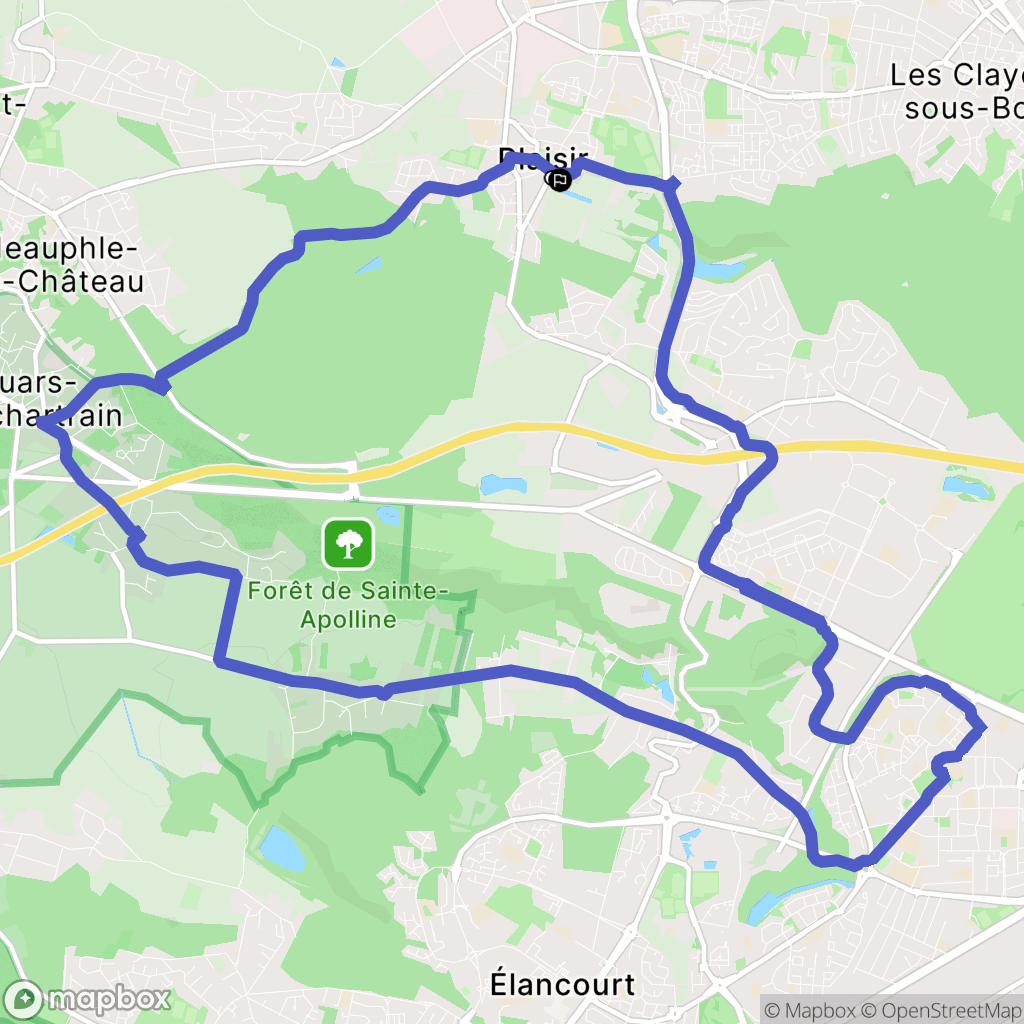 Plaisir : carte du parcours de randonnée - France