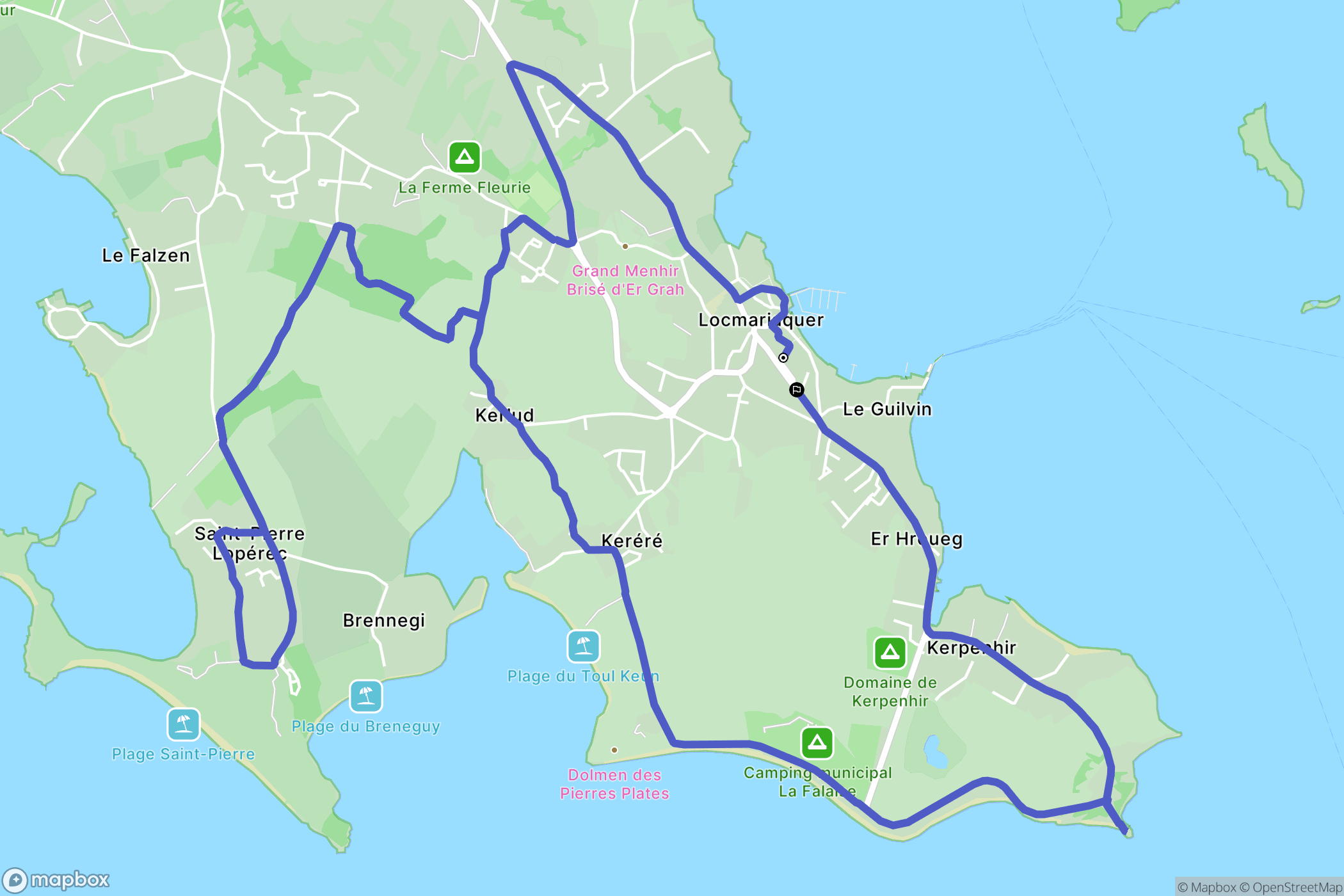 Locmariaquer : carte du parcours de randonnée - France