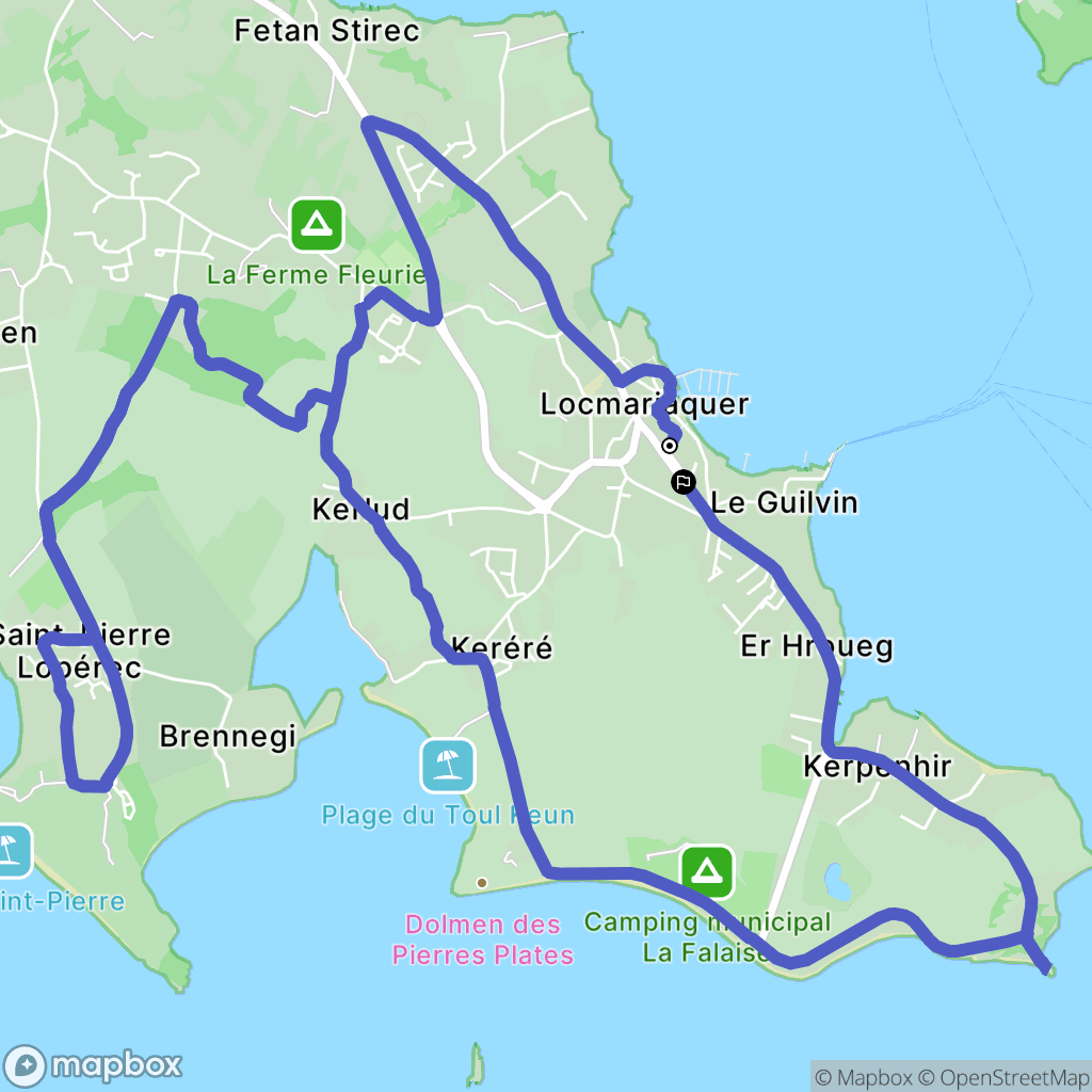 Locmariaquer : carte du parcours de randonnée - France