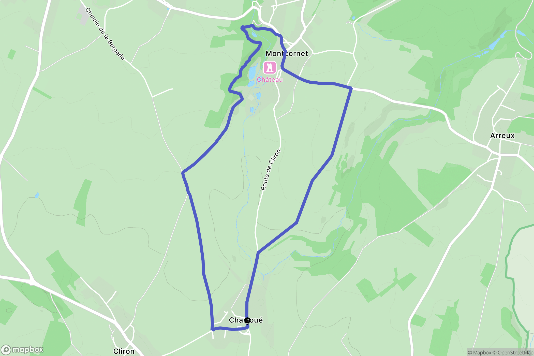 Cliron : carte du parcours de randonnée - France