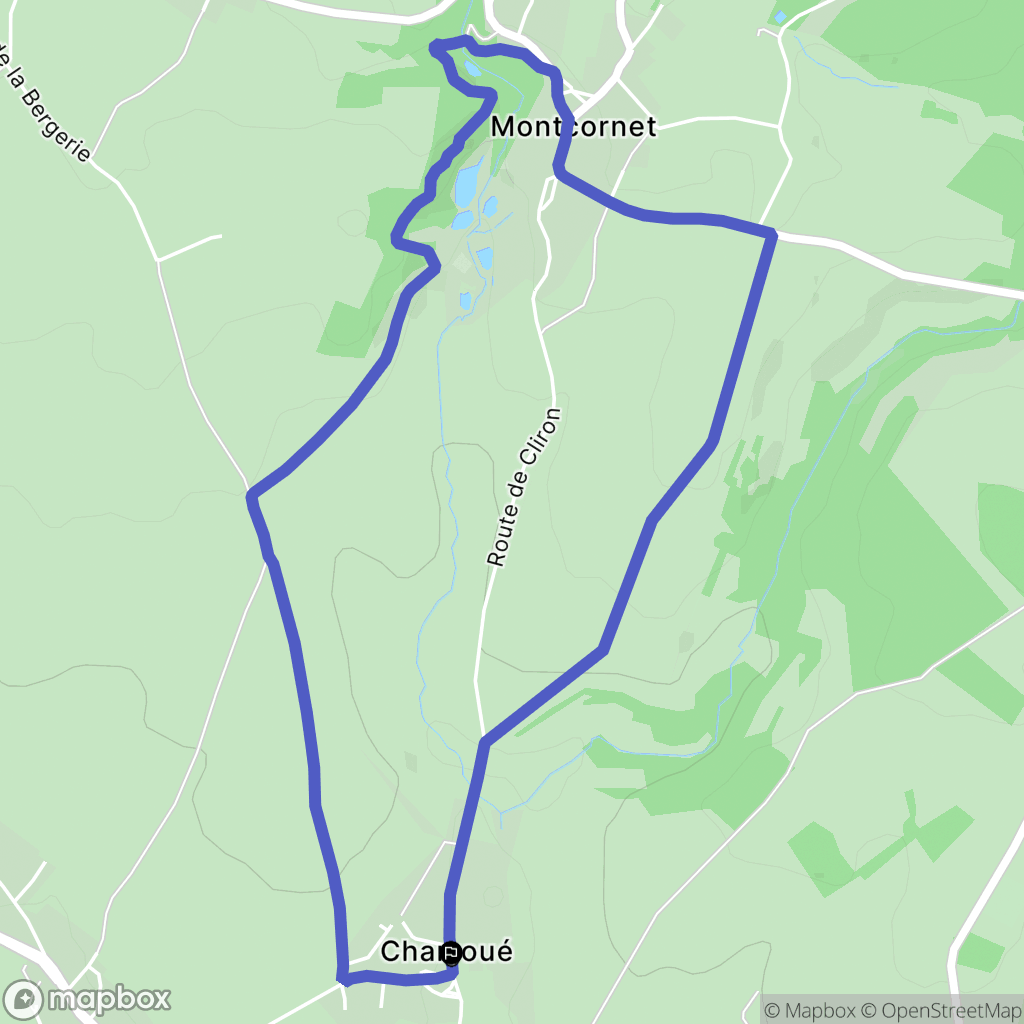 Cliron : carte du parcours de randonnée - France