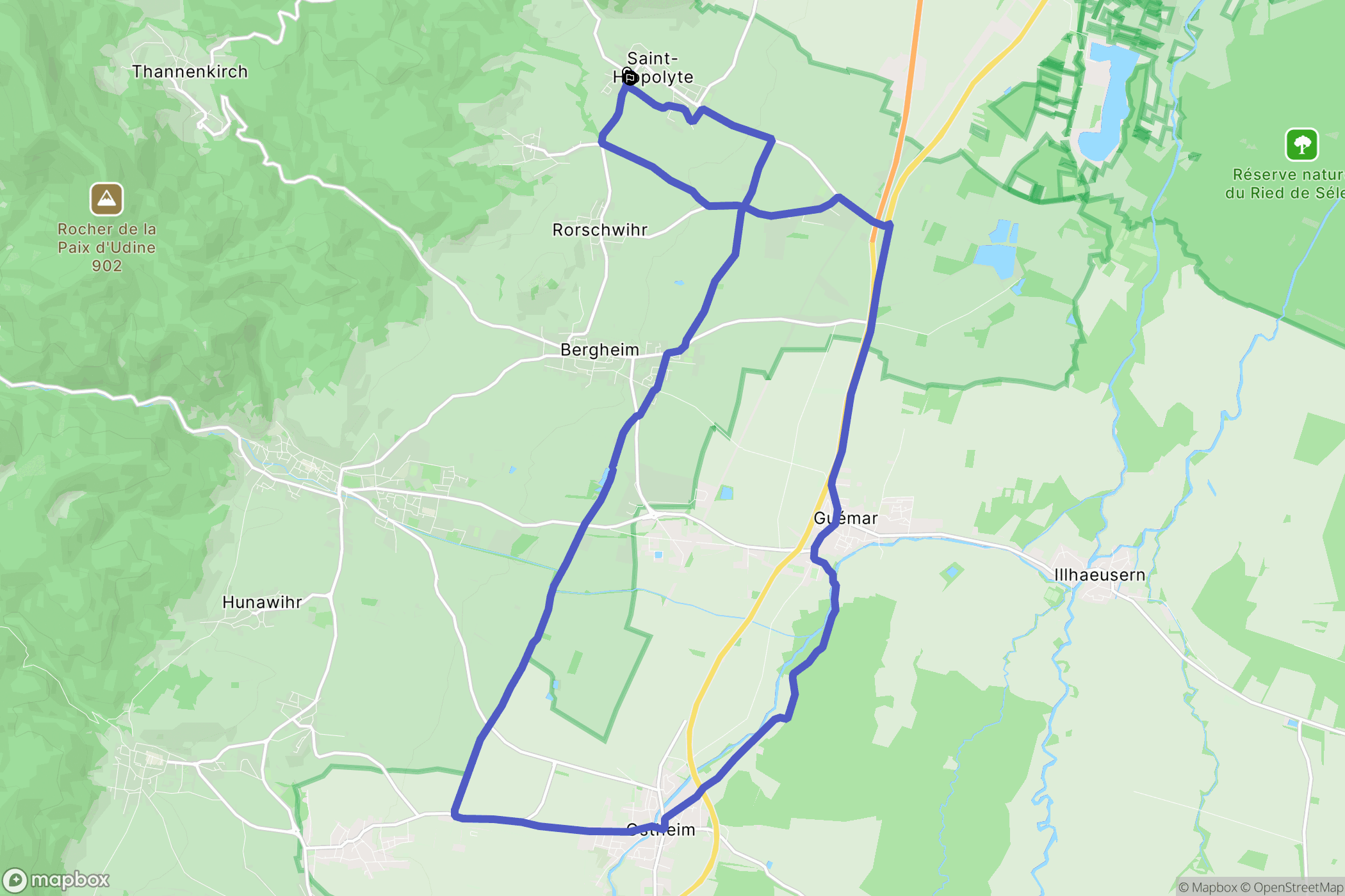Saint-Hippolyte : carte du parcours de randonnée - France