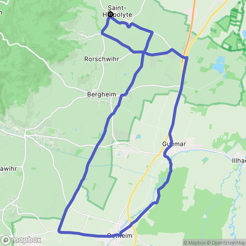 Saint-Hippolyte : carte du parcours de randonnée - France