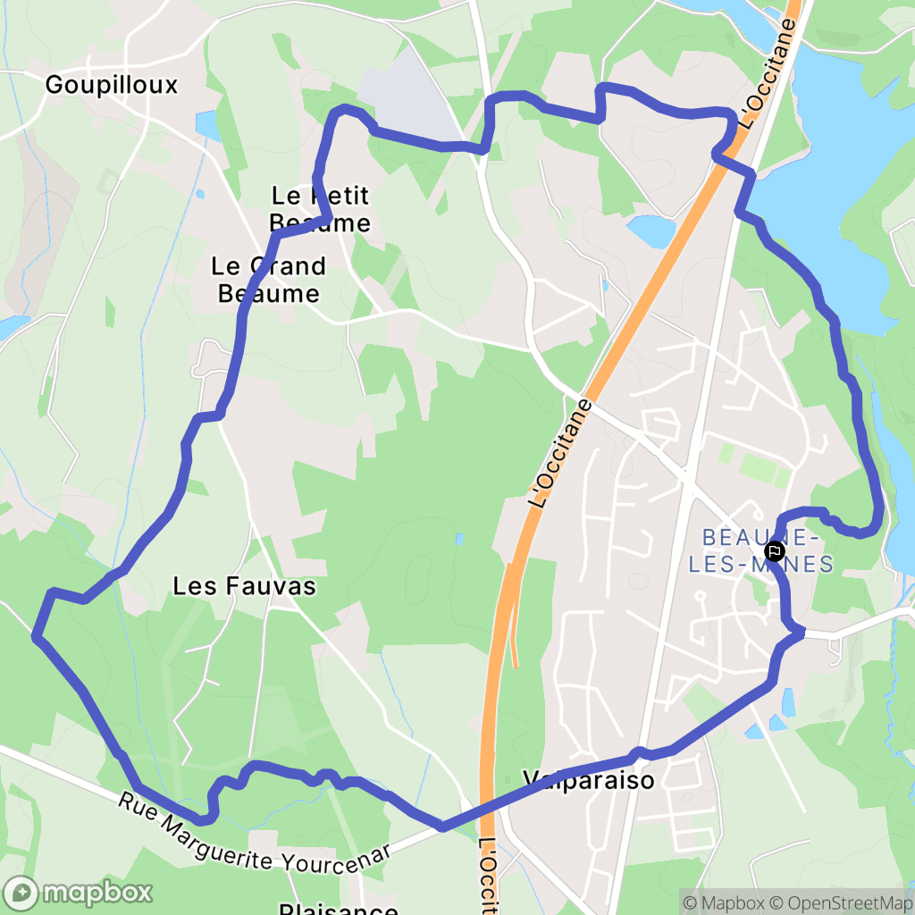 Limoges : carte du parcours de randonnée - France