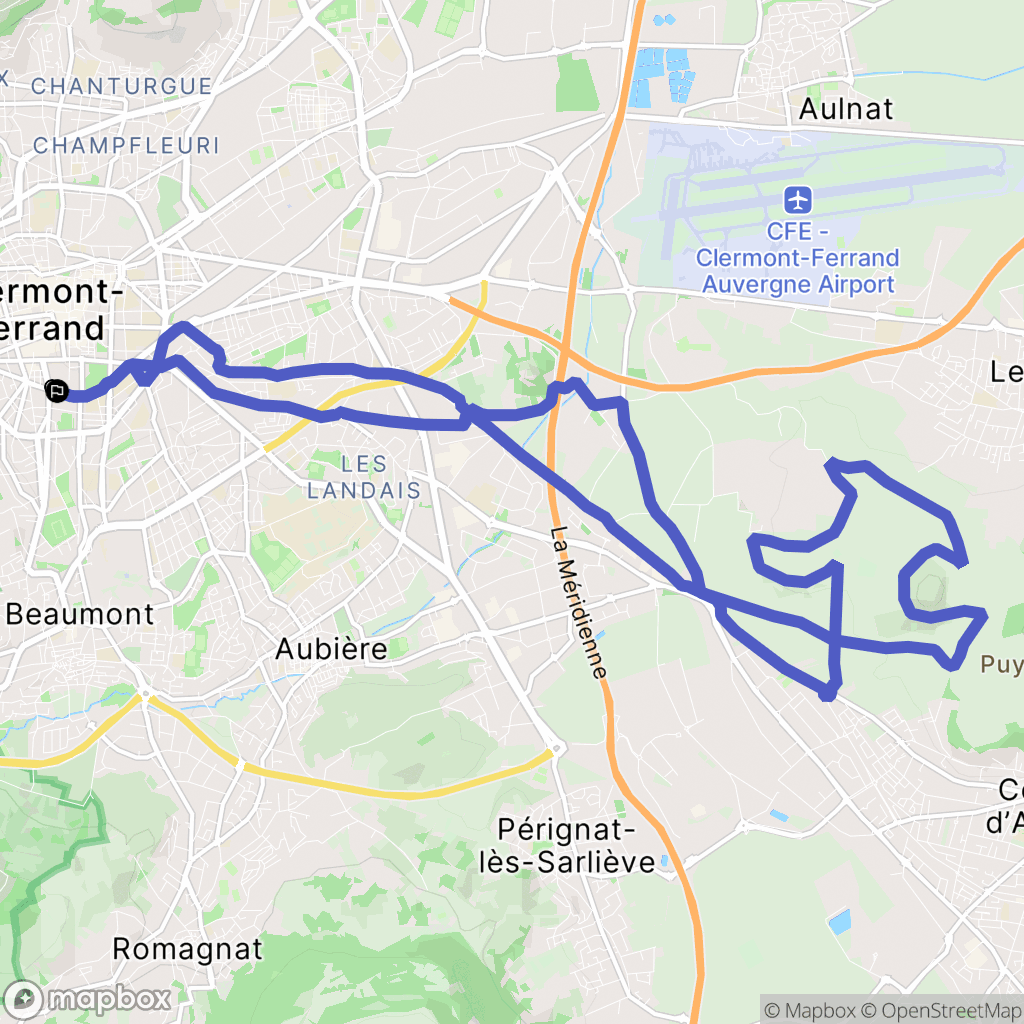 Clermont-Ferrand : carte du parcours de randonnée - France