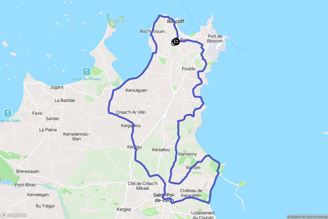 Roscoff : carte du parcours de randonnée - France