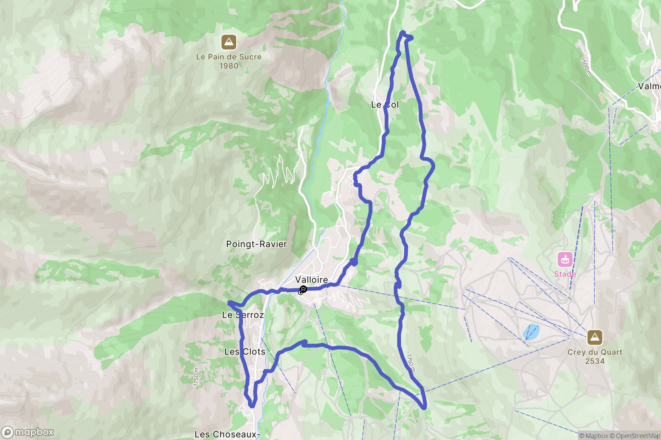 Valloire : carte du parcours de randonnée - France
