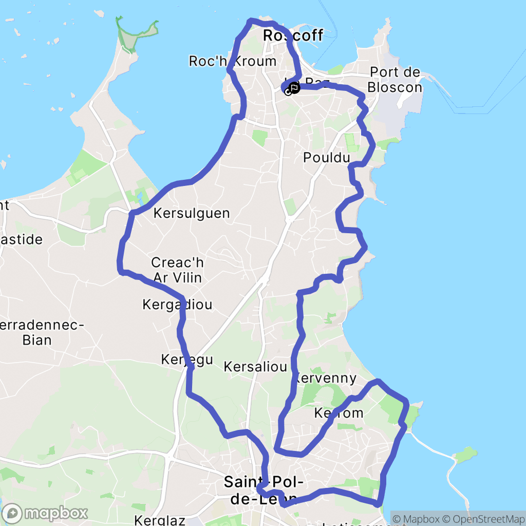 Roscoff : carte du parcours de randonnée - France