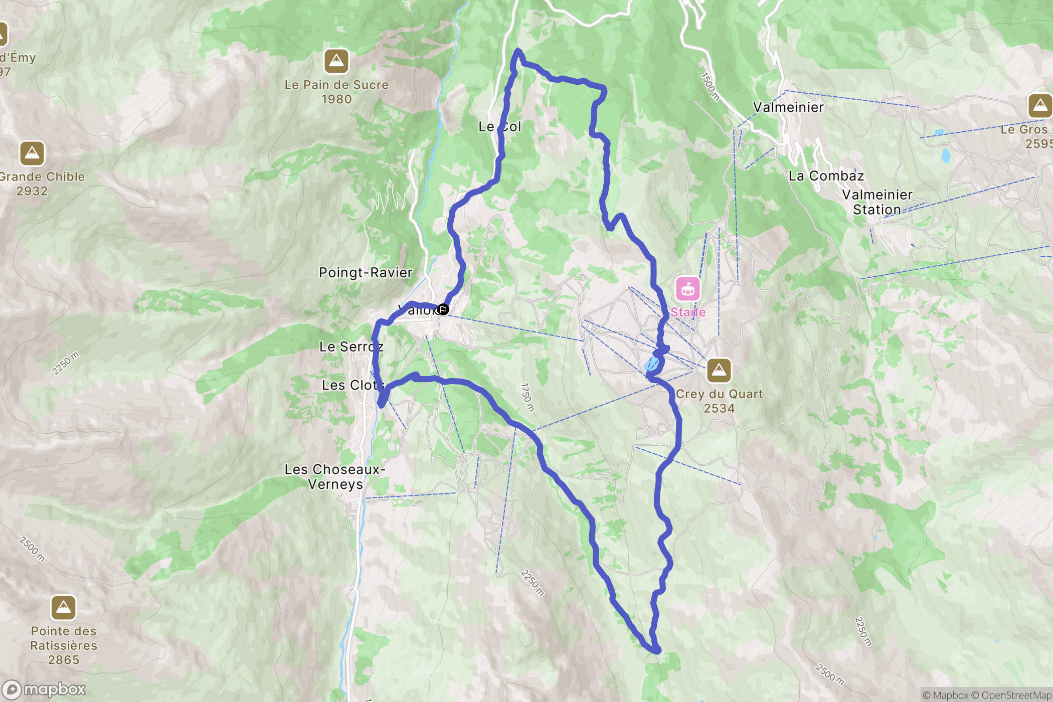 Valloire : carte du parcours de randonnée - France