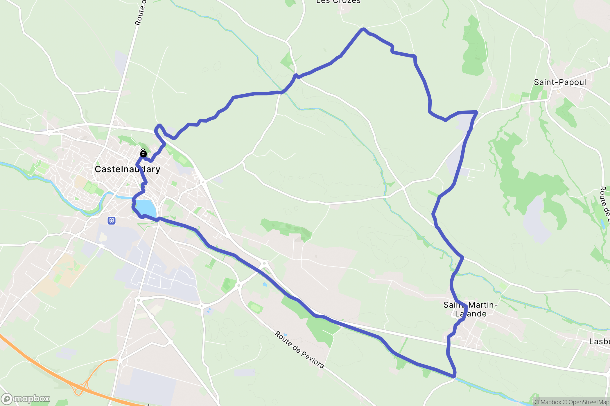 Castelnaudary : carte du parcours de randonnée - France