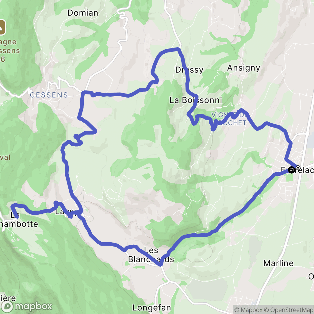 Entrelacs : carte du parcours de randonnée - France