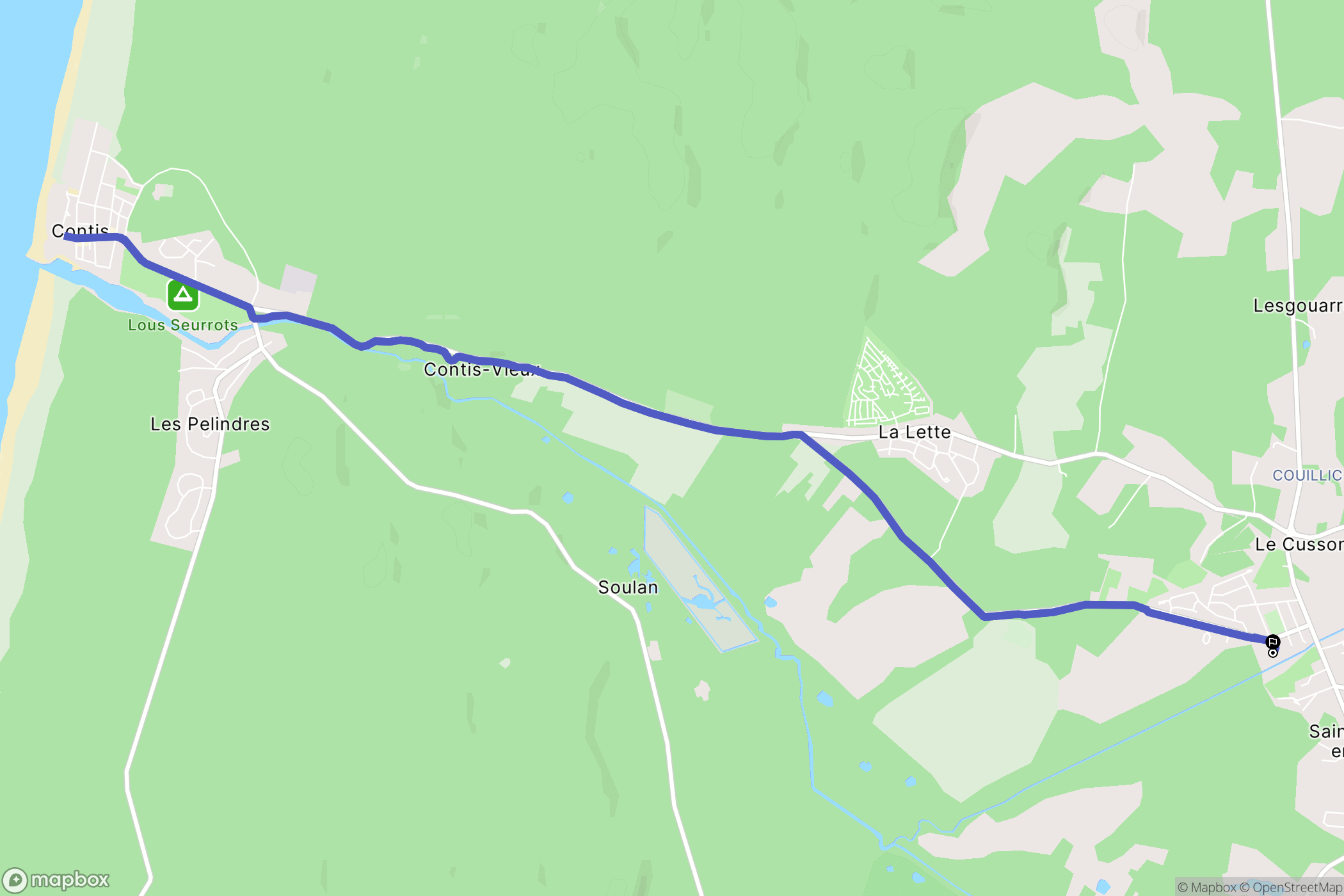 Saint-Julien-en-Born : carte du parcours de randonnée - France