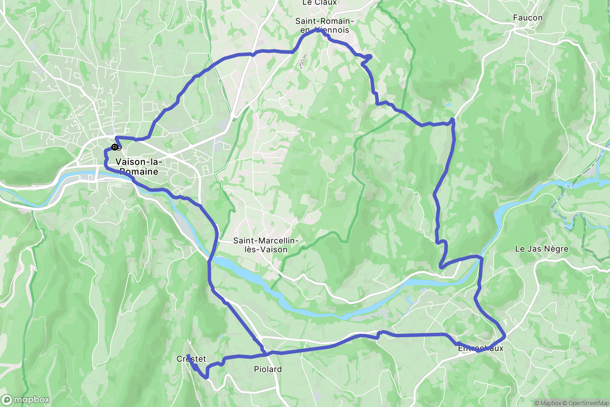 Vaison-la-Romaine : carte du parcours de randonnée - France