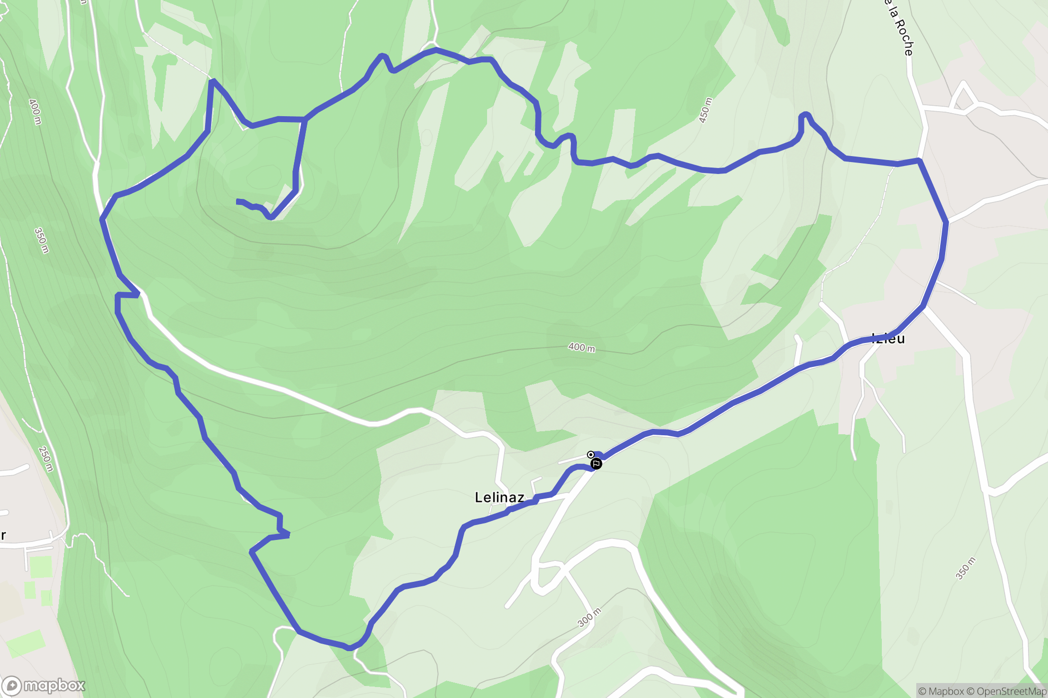 Izieu : carte du parcours de randonnée - France
