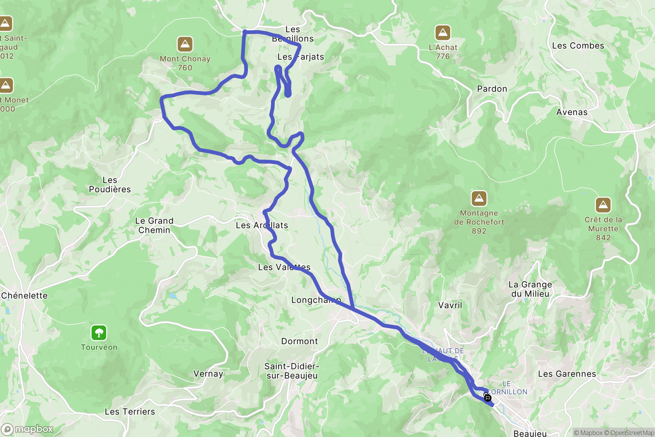 Beaujeu : carte du parcours de randonnée - France