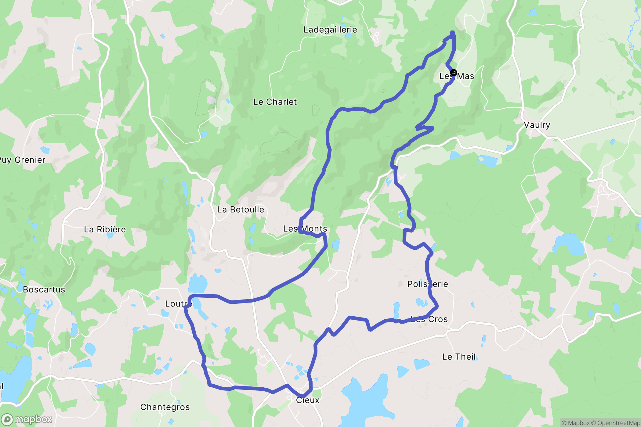 Vaulry : carte du parcours de randonnée - France