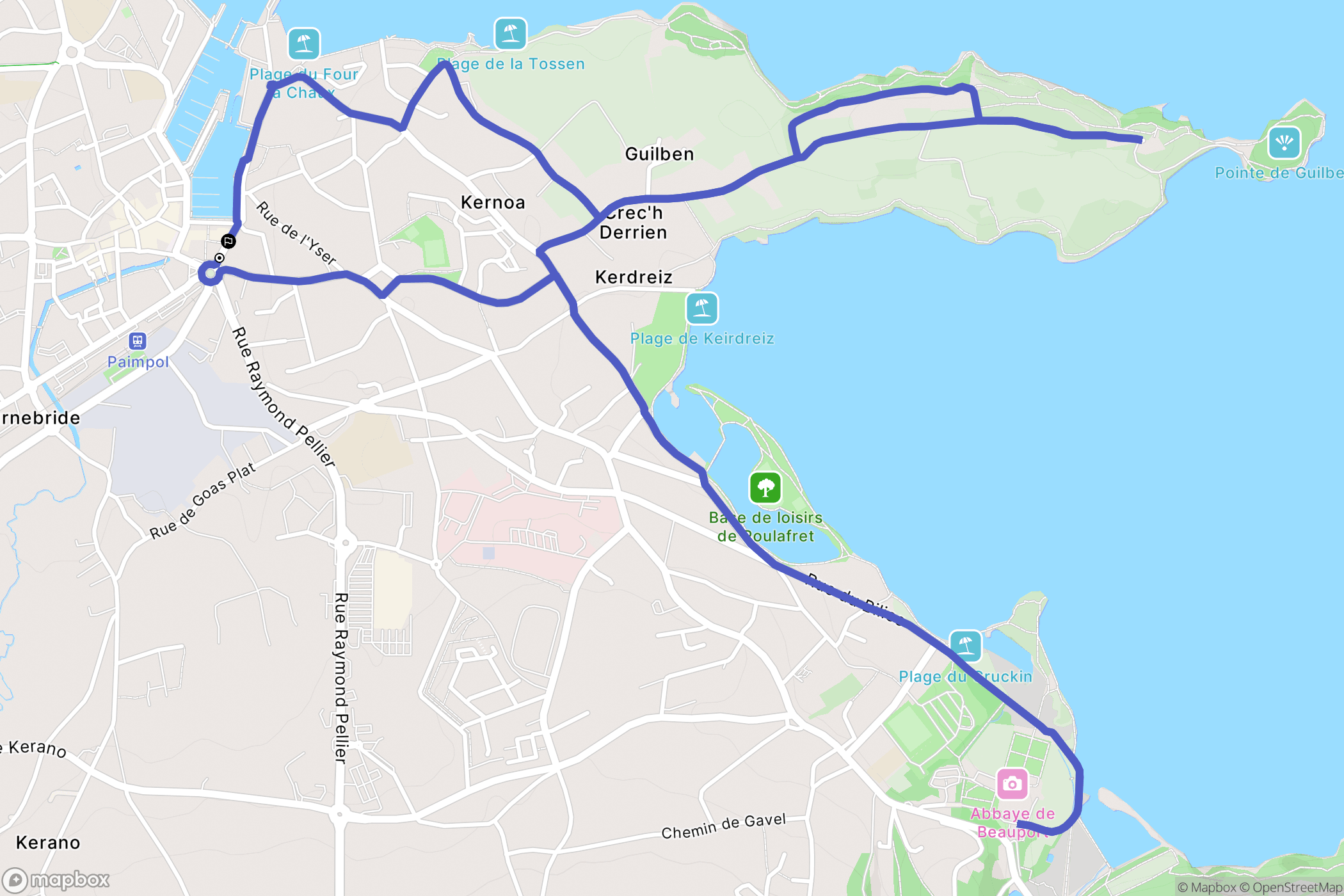 Paimpol : carte du parcours de randonnée - France