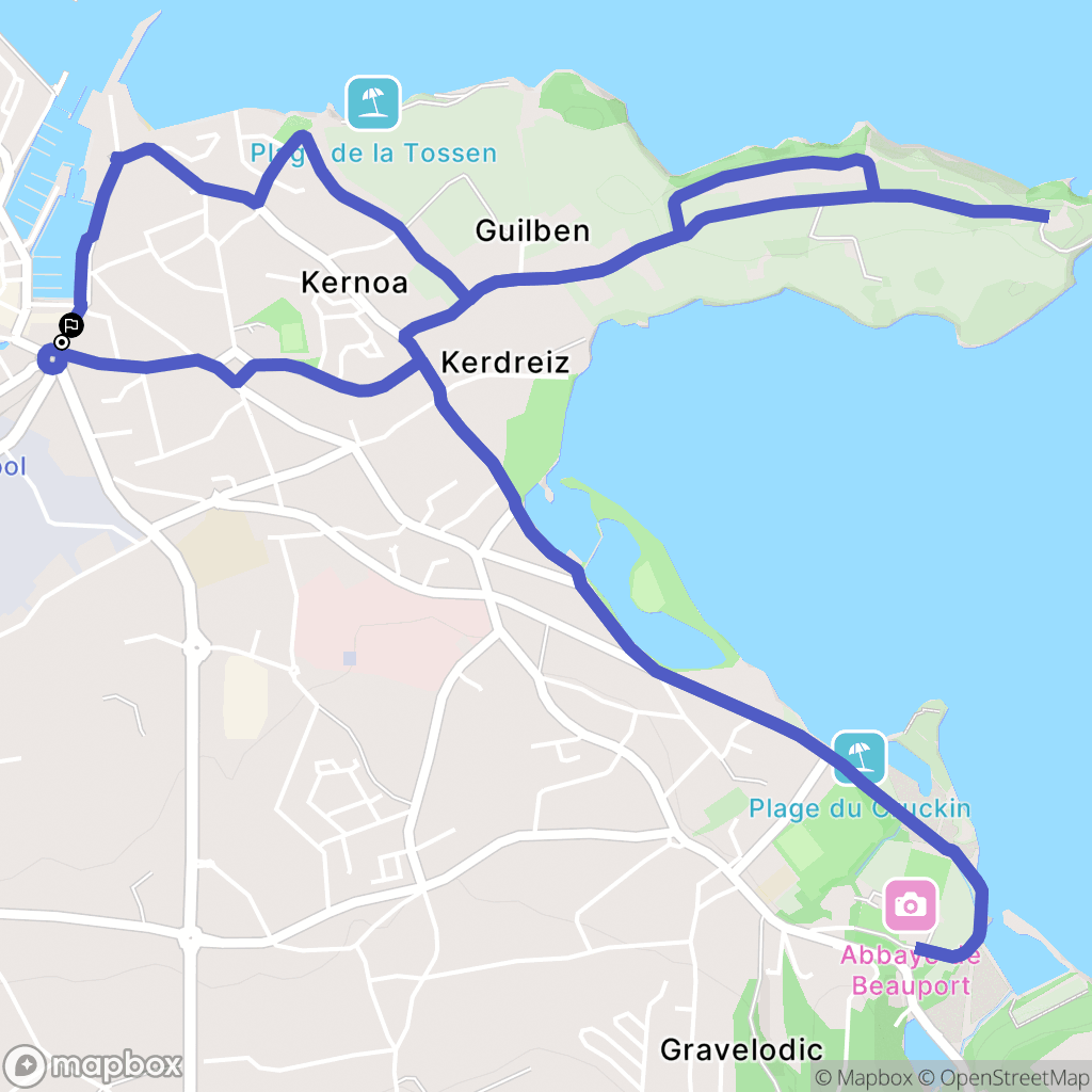 Paimpol : carte du parcours de randonnée - France