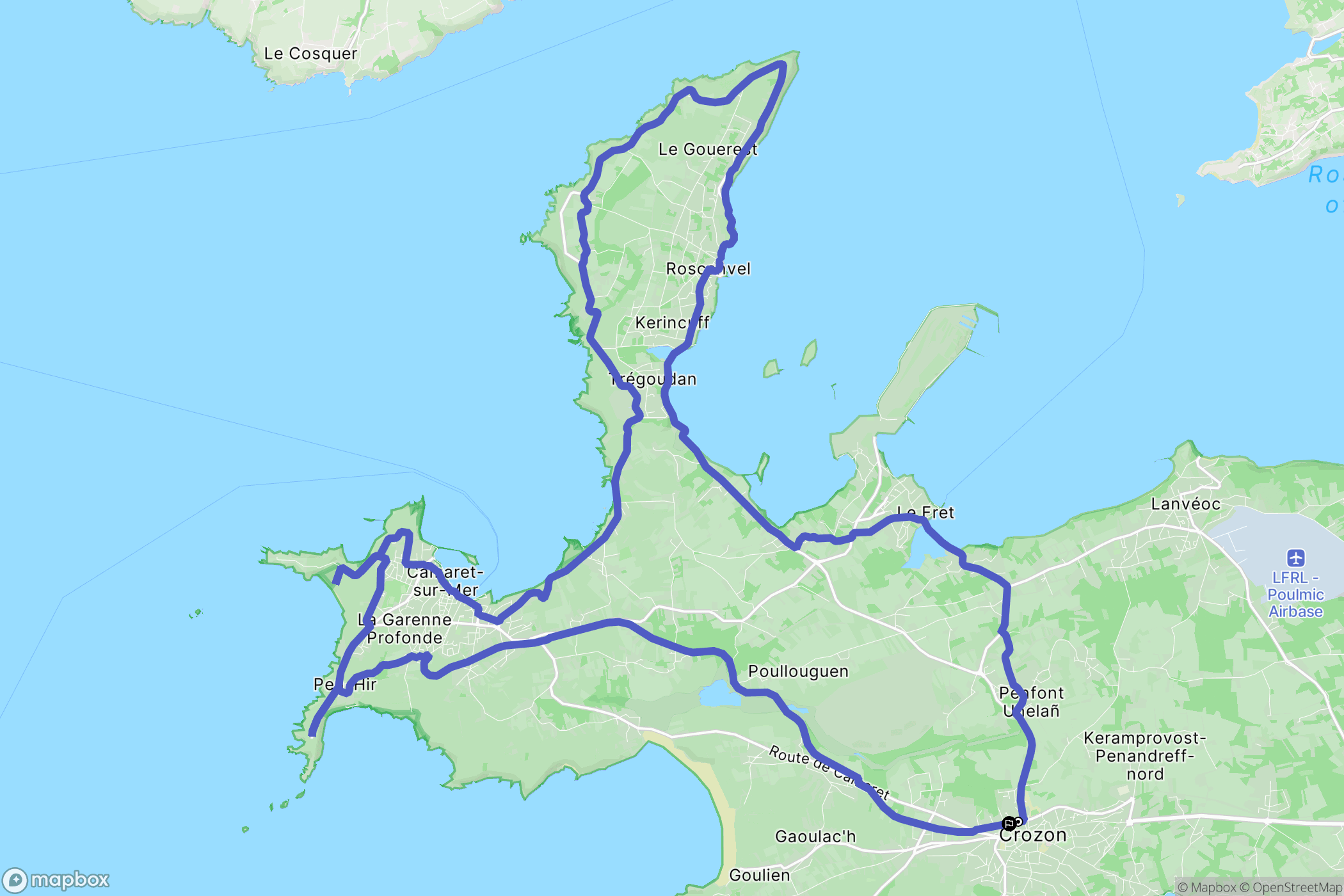 Crozon : carte du parcours de randonnée - France
