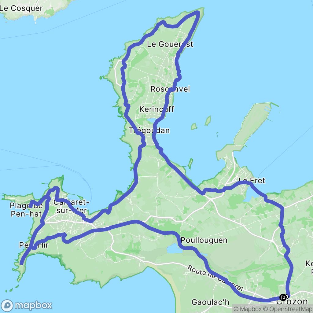 Crozon : carte du parcours de randonnée - France