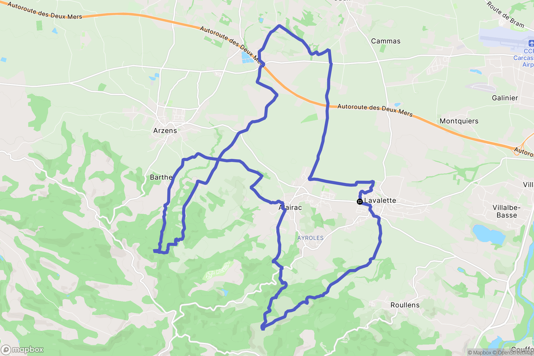 Lavalette : carte du parcours de randonnée - France