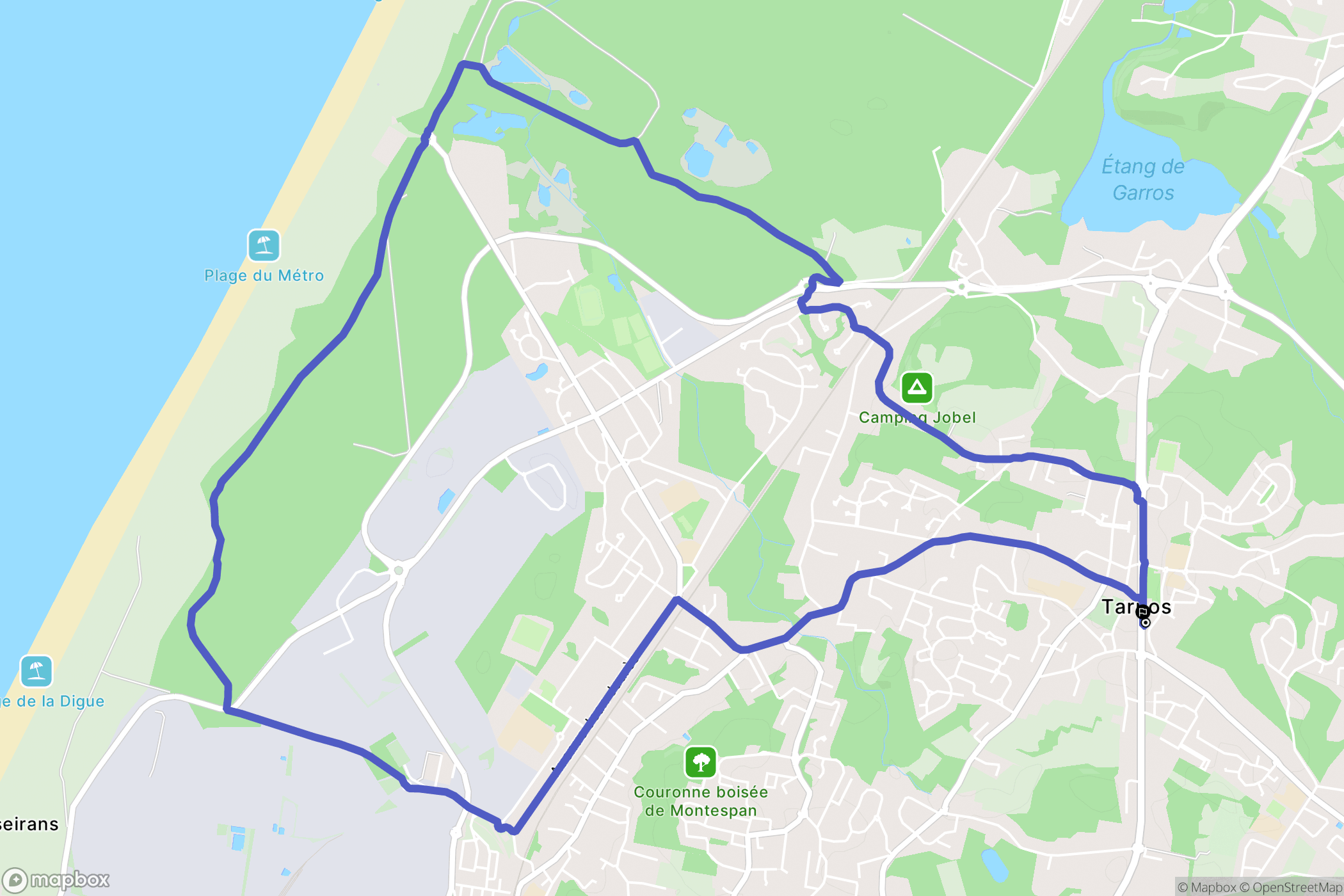 Tarnos : carte du parcours de randonnée - France