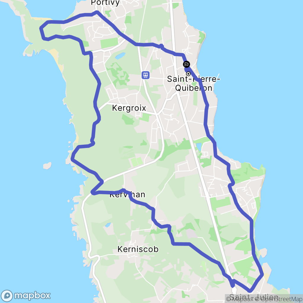 Saint-Pierre-Quiberon : carte du parcours de randonnée - France