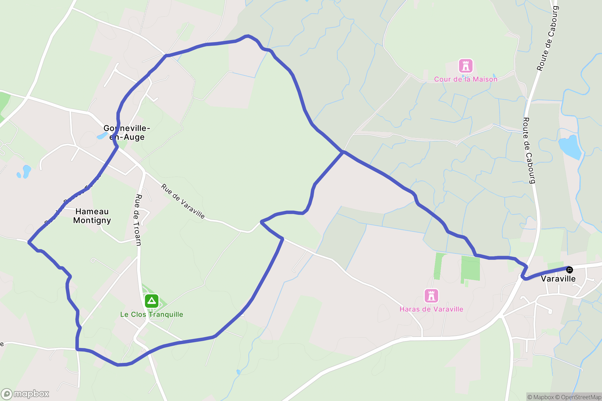Varaville : carte du parcours de randonnée - France