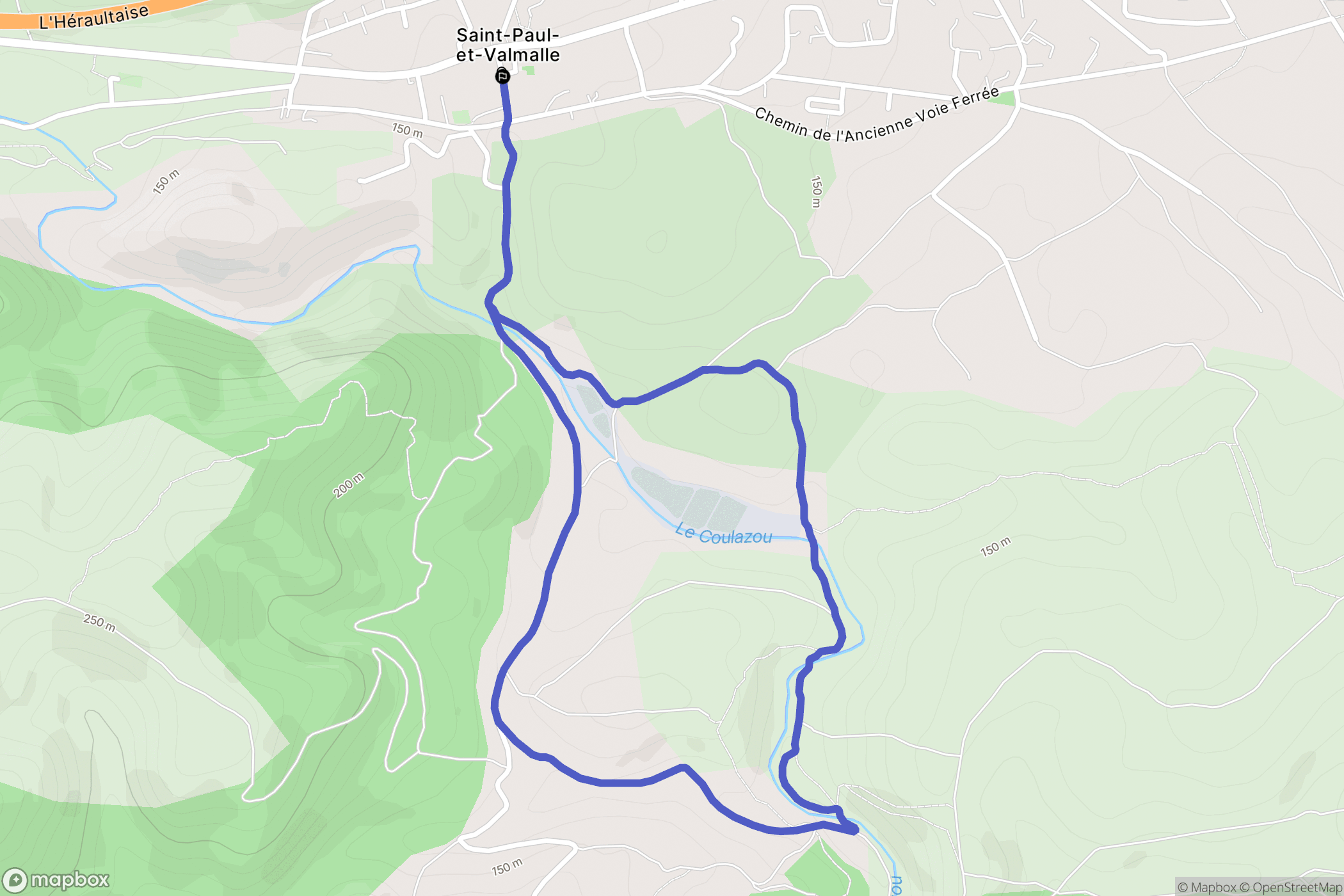 Saint-Paul-et-Valmalle : carte du parcours de randonnée - France
