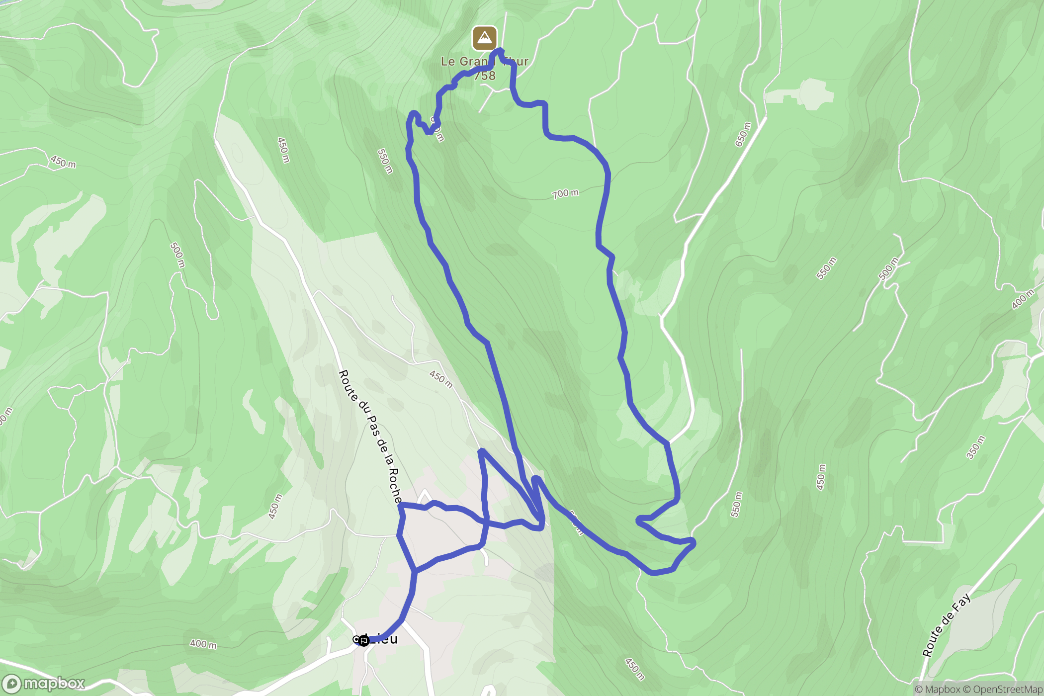 Izieu : carte du parcours de randonnée - France