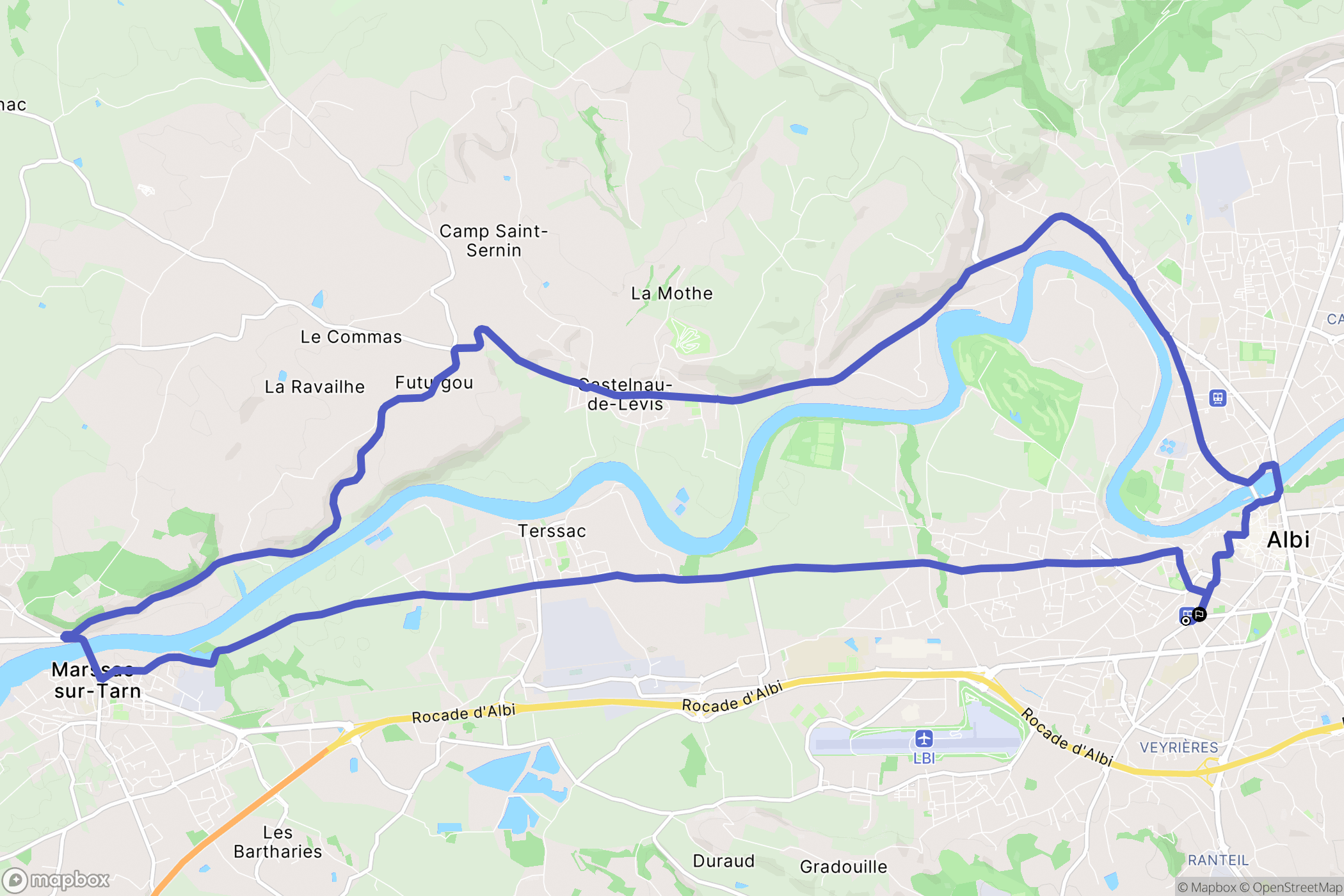 Albi : carte du parcours de randonnée - France
