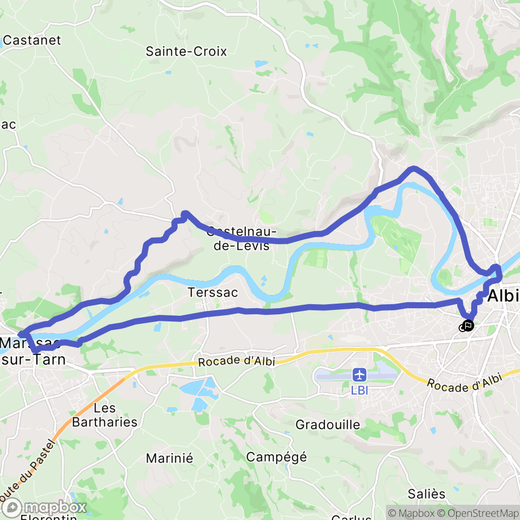 Albi : carte du parcours de randonnée - France