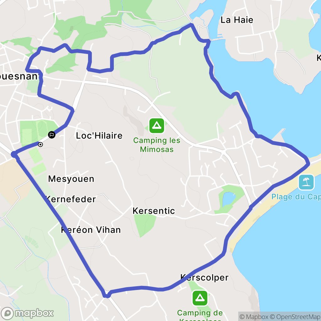 Fouesnant : carte du parcours de randonnée - France
