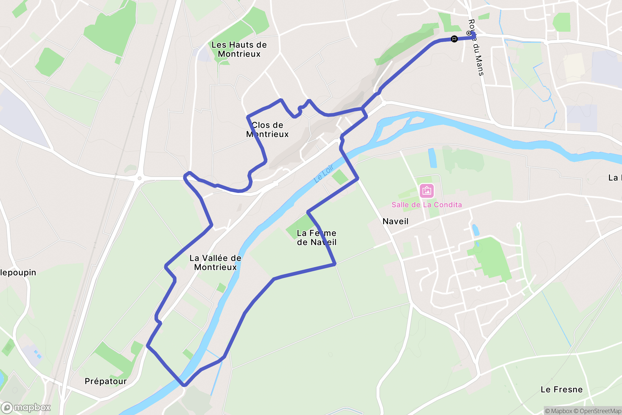 Vendôme : carte du parcours de randonnée - France