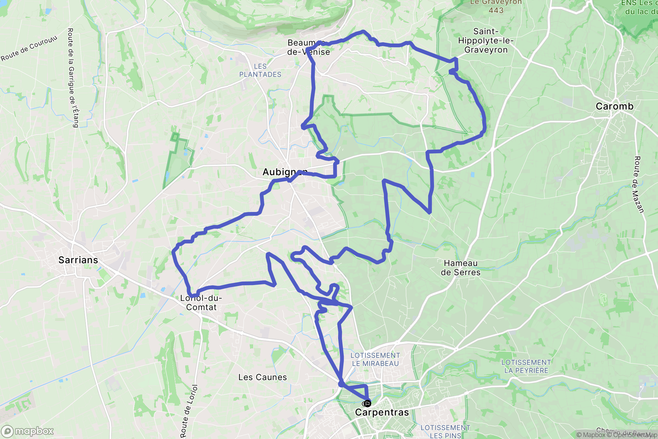 Carpentras : carte du parcours de randonnée - France
