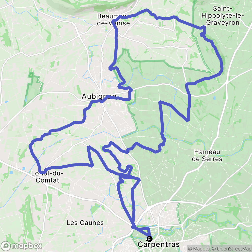 Carpentras : carte du parcours de randonnée - France